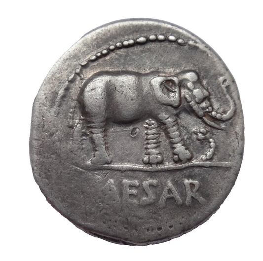 NGC Ch VF 4/5- 3/5 Julius Caesar, d.44 BC Roman Imperatorial  AR Denarius