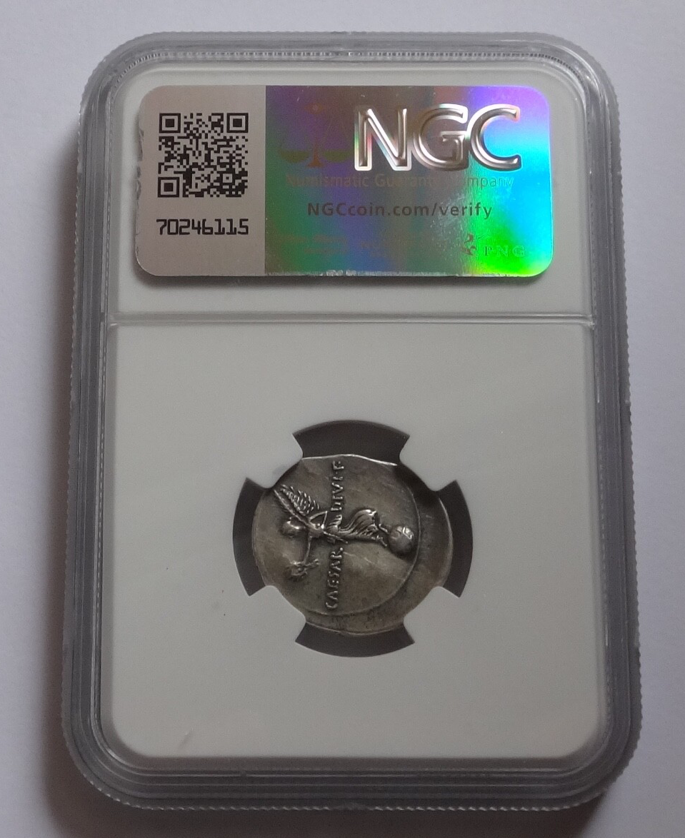 NGC Ch VF 5/5- 2/5 Octavian (Augustus) 32-31 BC. Roman Imperatorial AR Denarius