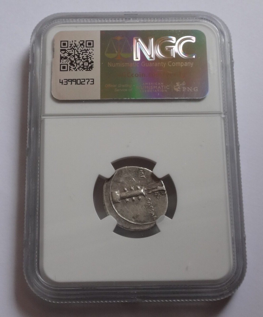 NGC XF 4/5- 3/5 Octavian (Augustus) 30-29 BC, AR Denarius. Octavian on column.