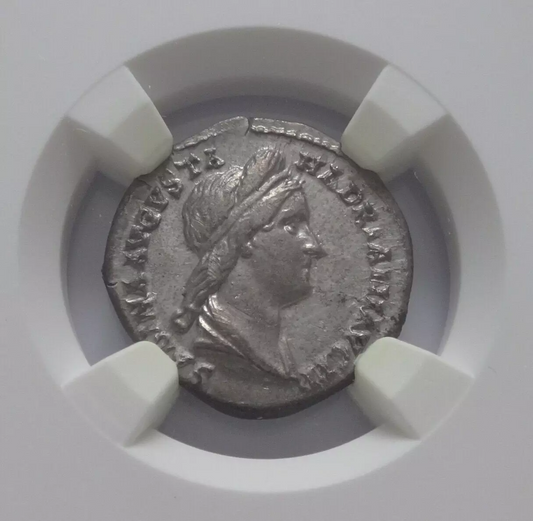 NGC AU 5/5 - 3/5 Sabina, AD 128 (?)-136/7 AR Denarius rv Concordia std.
