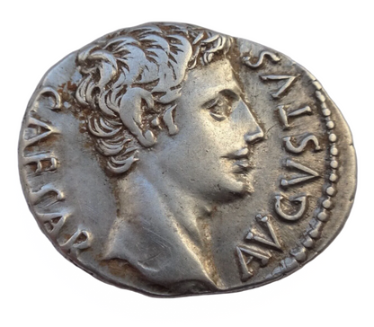 NGC "VF" 5/5-3/5 Roman Empire. Extremely Rare Augustus (27 BC-14 AD). AR Denarius. Rome