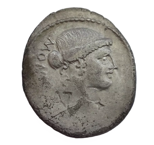 Roman Republic  T. Carisius, 46 BC. Denarius AR