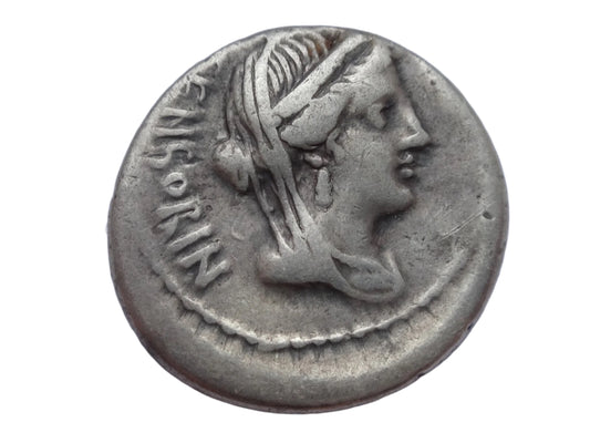 P. Crepusius, C. Limetanus and L. Censorinus. Denarius 82, AR