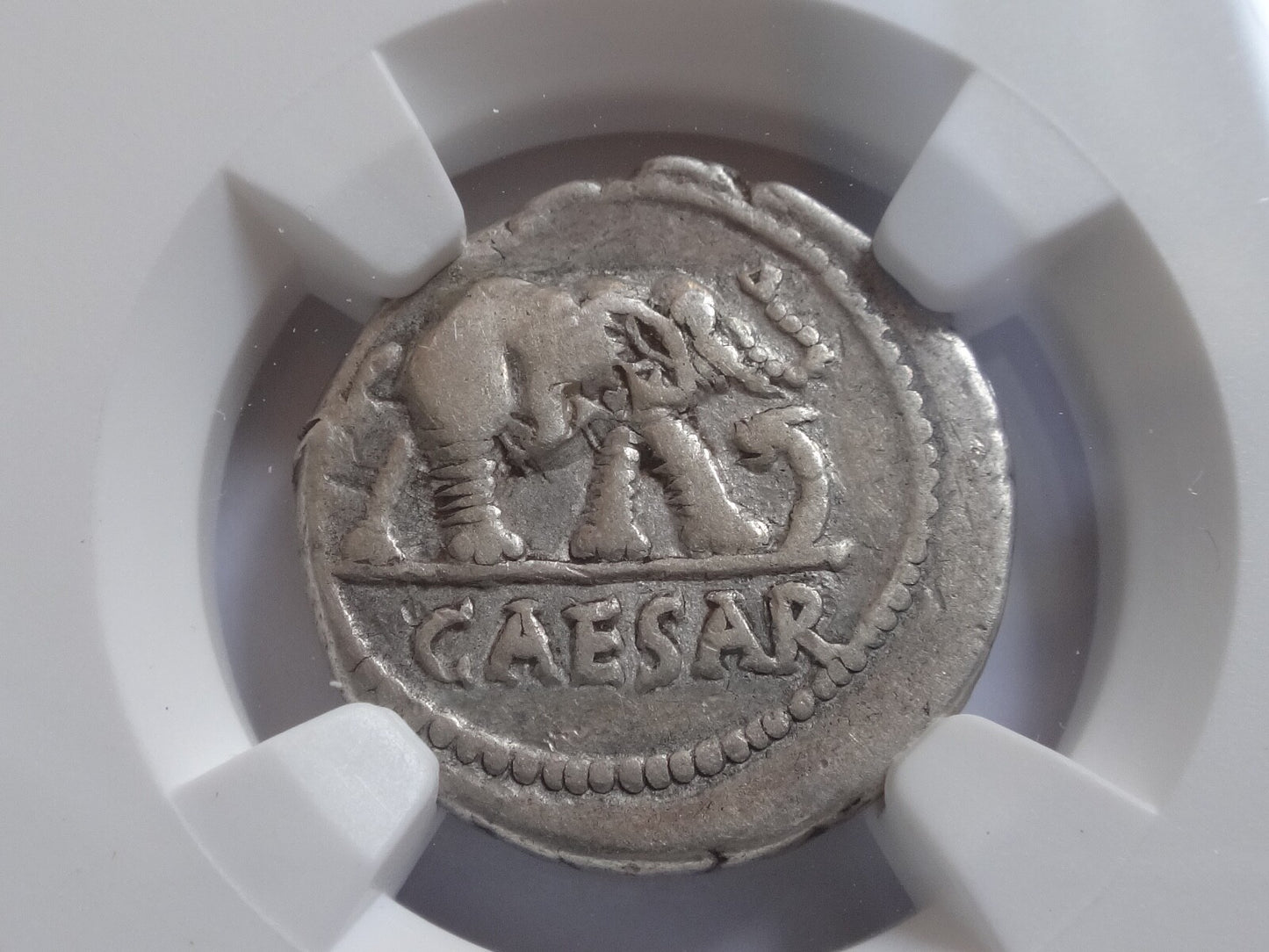 NGC Ch F 4/5- 3/5 Julius Caesar, d.44 BC Roman Imperatorial AR Denarius