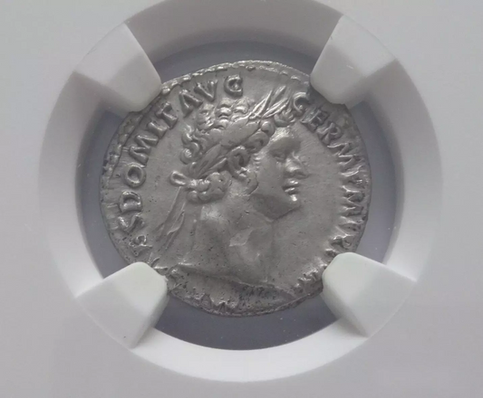 NGC "Ch XF" Strike: 5/5 Surface: 2/5 Domitian, AD 81-96 ROMAN EMPIRE AR Denarius