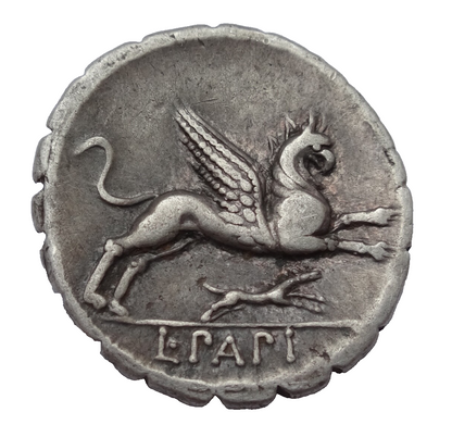 Roman Republic. L. Papius. 79 BC. AR Serrate Denarius. Rome mint.