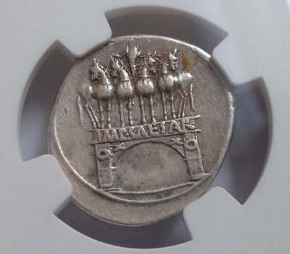 NGC VF 5/5- 2/5 Octavian (Augustus) 30-29 BC, AR Denarius.