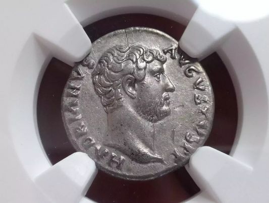 NGC Ch VF 5/5 - 3/5 Fine Style Hadrian, AD 117-138 AR Denarius, Very Rare!