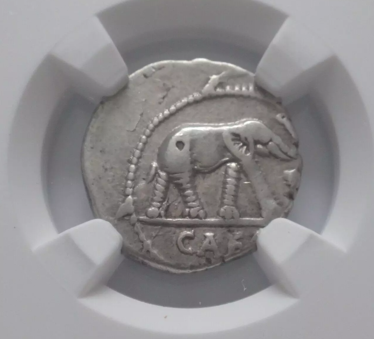 NGC VF 4/5- 3/5 Julius Caesar, (49-44 BC). AR Denarius