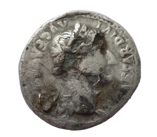 Tiberius 14-37 AD Fourrée Denarius, contemporary barbaric imitation. Rare!