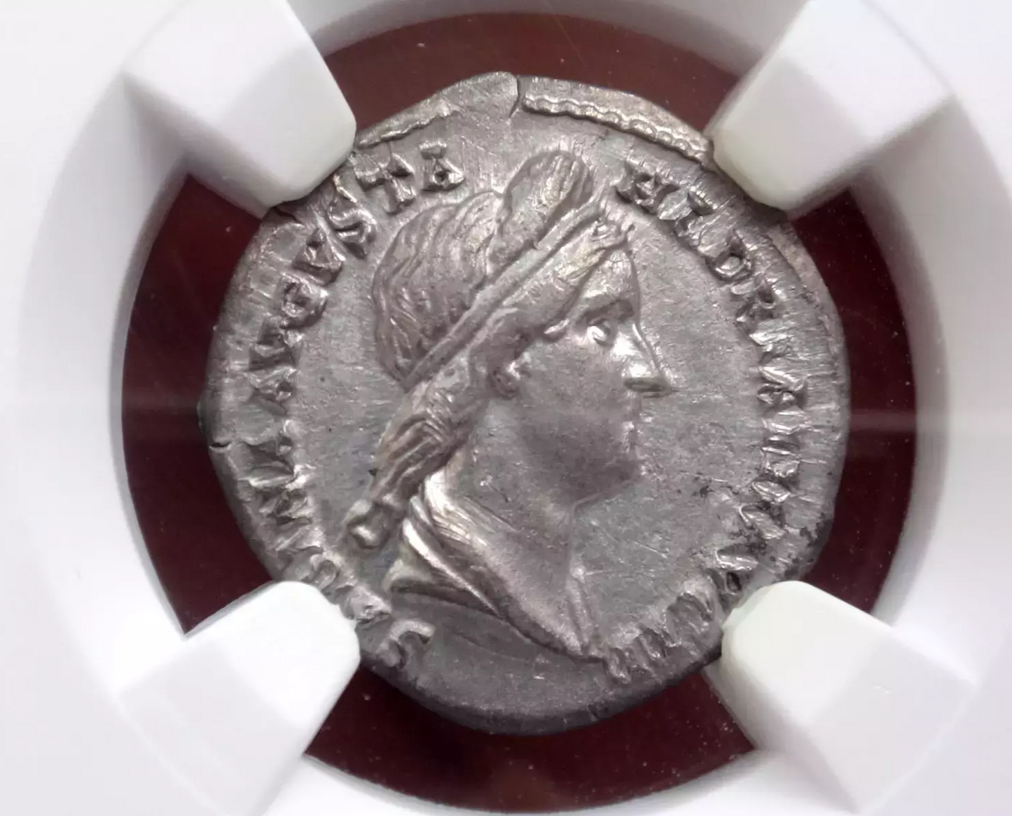 NGC AU 5/5 - 3/5 Sabina, AD 128 (?)-136/7 AR Denarius rv Concordia std.